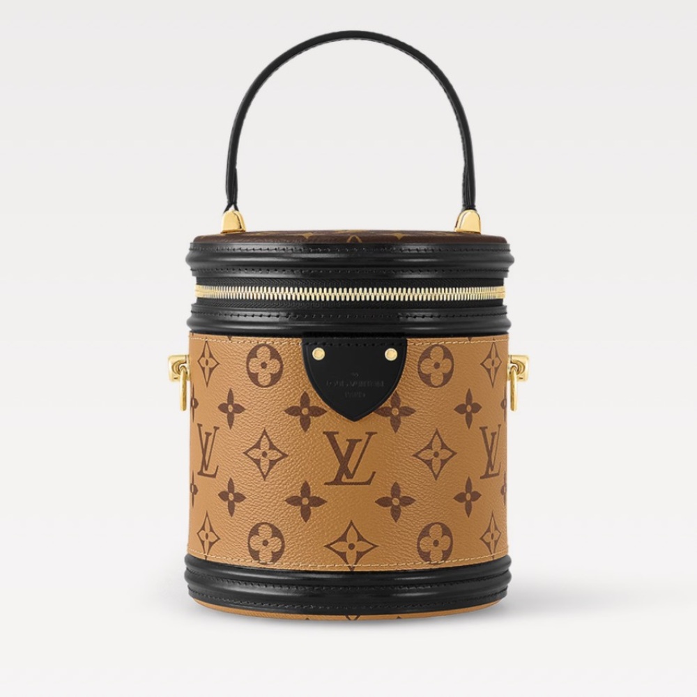 Louis Vuitton Monogram Tan and Black Cylinder Bag